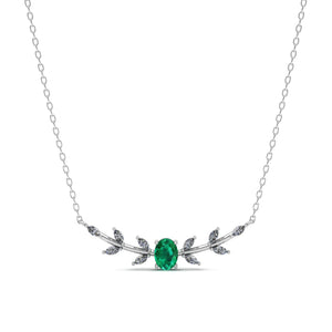 Fine Emerald Marquise Silver Pendant
