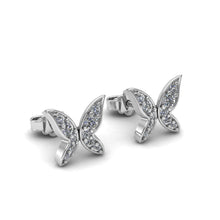 Load image into Gallery viewer, Fine Butterfly Moissanite Silver Ear Studs
