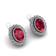 Load image into Gallery viewer, Fine Ruby Moissanite Silver Ear Studs
