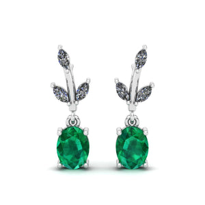 Fine Emerald Marquise Silver Earrings