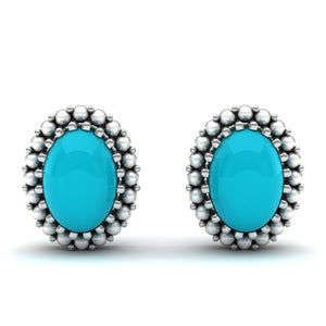 Fine Turquoise Pearl Silver Ear Studs