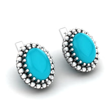 Load image into Gallery viewer, Fine Turquoise Pearl Silver Ear Studs
