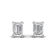 Load image into Gallery viewer, Emerald Cut Silver Ear Studs
