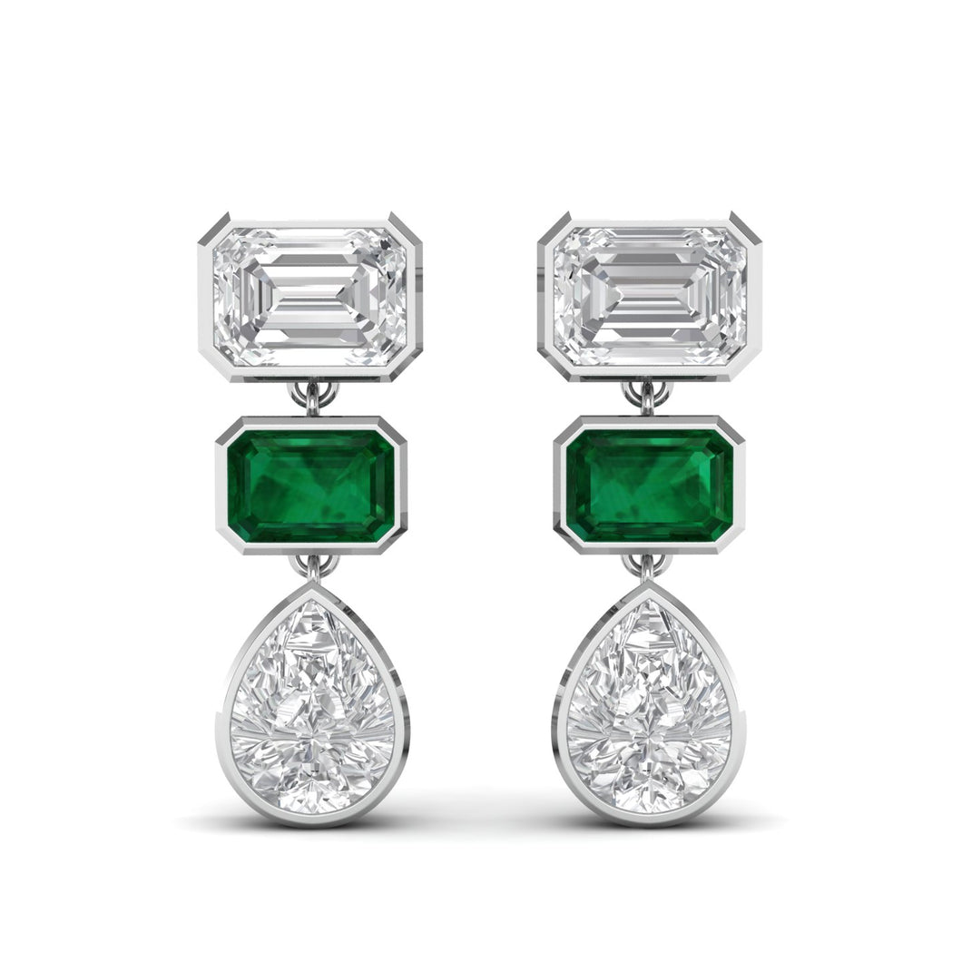 Octagon Steps & Pear Pure Brilliance Ear Pieces Bezel Set - Jewels By Hamzah Anis