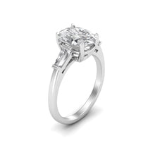 Load image into Gallery viewer, Silver Oval Tapered Baguette Ring - Jewels By Hamzah Anis
