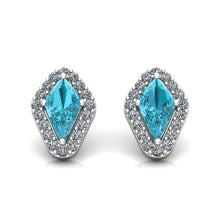 Load image into Gallery viewer, Aqua Silver Ear Studs - Jewels By Hamzah Anis
