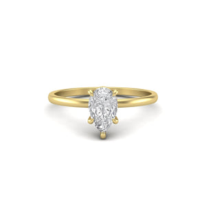 Pear Moissanite Signature Solitaire Yellow Gold Engagement Ring | Jewels By Hamzah Anis | 1 carat | Wedding Ring | Best Engagement Ring | ring