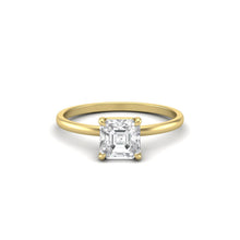 Load image into Gallery viewer, Asscher Moissanite Signature Solitaire Yellow Gold Engagement Ring | Jewels By Hamzah Anis | 1 carat | Wedding Ring | Best Engagement Ring | ring
