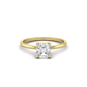 Asscher Moissanite Signature Solitaire Yellow Gold Engagement Ring | Jewels By Hamzah Anis | 1 carat | Wedding Ring | Best Engagement Ring | ring