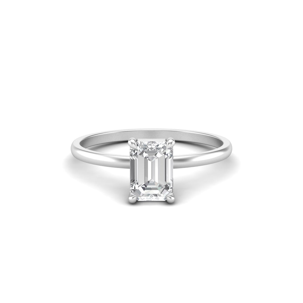 1 Carat Emerald Moissanite Signature Solitaire Engagement Ring