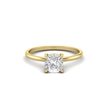 Load image into Gallery viewer, Cushion Moissanite Signature Solitaire Yellow Gold Engagement Ring | Jewels By Hamzah Anis | 1 carat | Wedding Ring | Best Engagement Ring | ring
