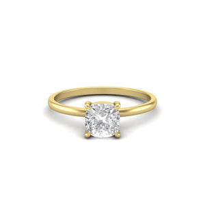 Cushion Moissanite Signature Solitaire Yellow Gold Engagement Ring | Jewels By Hamzah Anis | 1 carat | Wedding Ring | Best Engagement Ring | ring