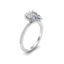 Load image into Gallery viewer, Solitaire Pear Studded Band Silver Ring | Jewels By Hamzah Anis

