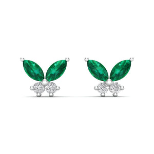 Mariposa Natural Emerald Moissanite Silver Ear Studs
