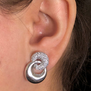Pavé Moissanite Silver Ear Studs